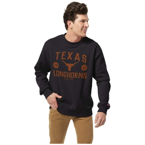 Men's League Collegiate Wear Black Texas Longhorns Bendy Arch Essential Pullover Sweatshirt