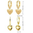 thumbnail image 4 of 2Pairs Heart Dangle Earrings for Women, 14K Gold Plated Huggie Hoop Hypoallergenic 12mm Charm, Gift Ready Jewelry or Valentine’s & Birthday, 4 of 5