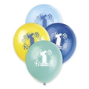 12" Blue First Birthday Latex Balloons, 8pk