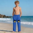thumbnail image 6 of Boys Cartoon Pants Novelty Eyes Print Blue Soft Elastic Waist Kids Joggers with Pockets Casual Lounge Bottoms for Youth,Size 6 T, 6 of 9