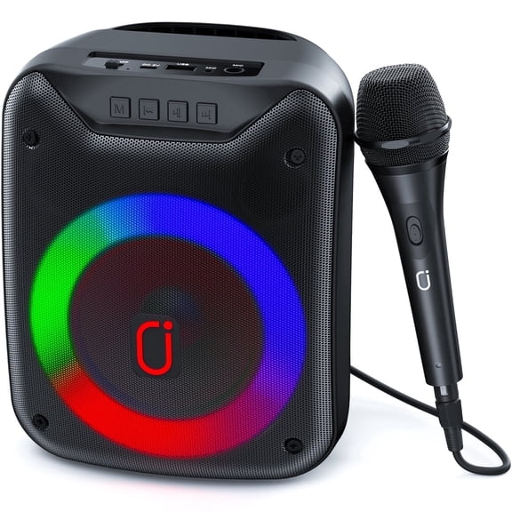 JYX Bluetooth Speaker with Microphone, Portable Party Speaker with LED Light for Outdoor, D18