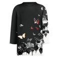 thumbnail image 5 of Women Blouses Dressy Casual 3/4 Sleeve Round Neck Plus Size Floral Print Loose Fit Tunic Tops for Summer Navy S, 5 of 5