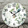 thumbnail image 2 of Creowell 10 Inch Round Wooden Wall Clock Green Leaf Pattern Decor 10x10in, 2 of 8