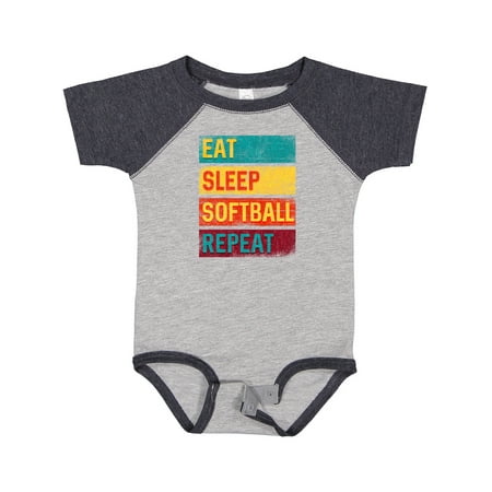 

Inktastic Softball Player Eat Sleep Softball Repeat Gift Baby Boy or Baby Girl Bodysuit