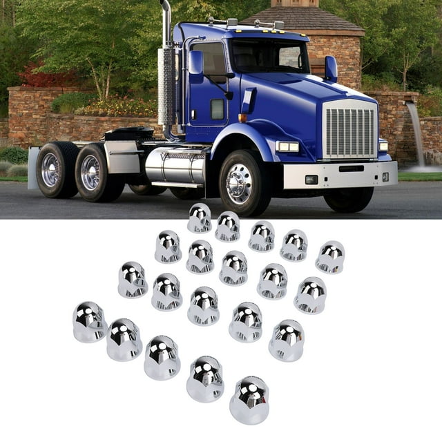 Lug Nut Covers, 33mm Bullet Flanged ABS Chrome Anti Rust Push On Nut Cover Cap Easy Installation for Trucks Trailers