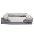 thumbnail image 5 of FurHaven Pet Products Velvet Waves Perfect Comfort Orthopedic Sofa-Style Pet Bed for Dogs & Cats - Granite Gray, Jumbo, 5 of 13