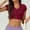Red, variant on QUNYINEY Short Sleeve T Shirts for Women Athletic Solid V Neck Tops Workout Slim Summer Crop Womens Tops