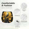 thumbnail image 4 of Yiaed Elegant Gold Leaf Peacock Print Women's Running Shorts with Liner 3 Zipper Pockets Elastic Workout Athletic Gym Yoga Shorts-XX-Large, 4 of 7