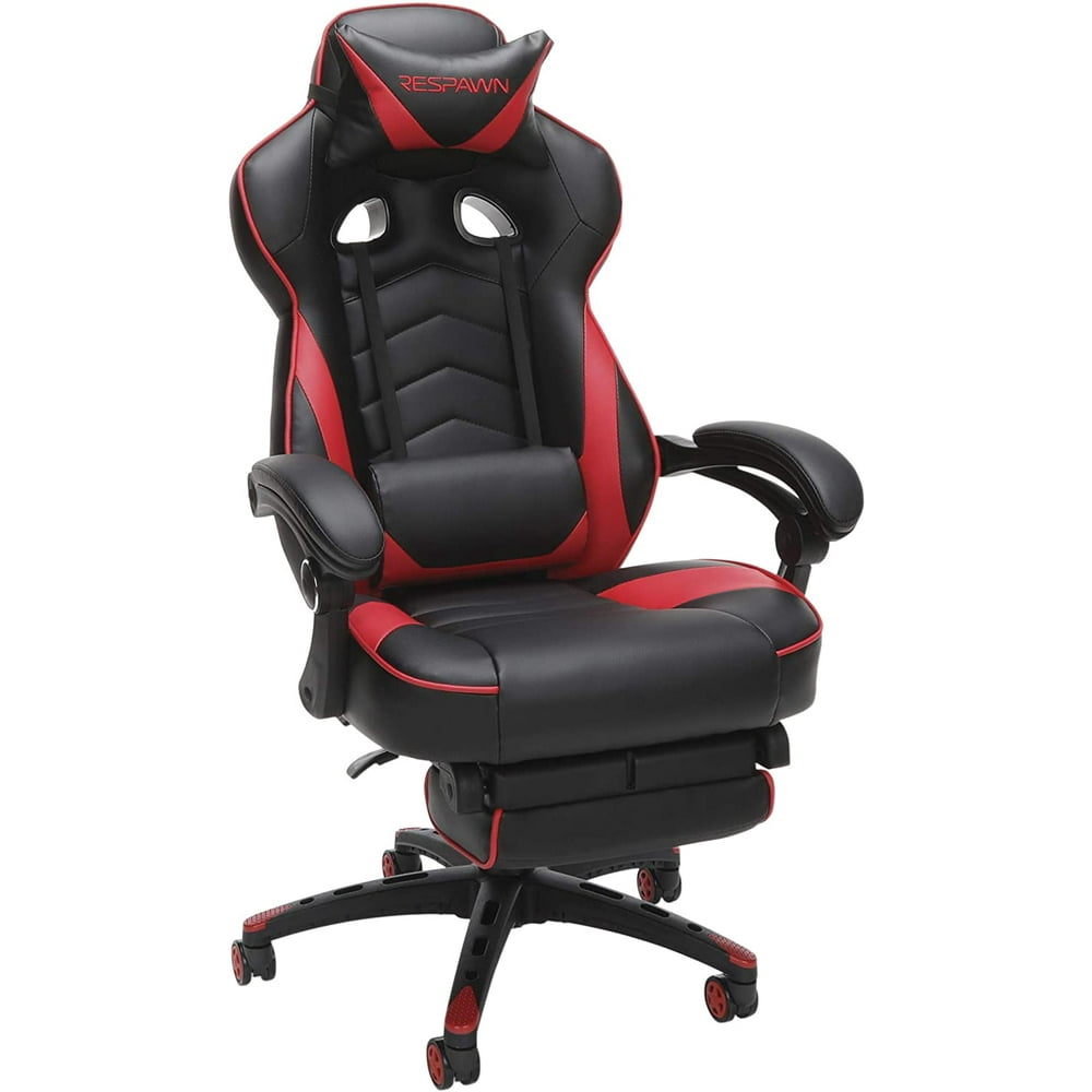 RESPAWN RSP-110 Racing Style Gaming, Reclining Chair with Footrest, Red