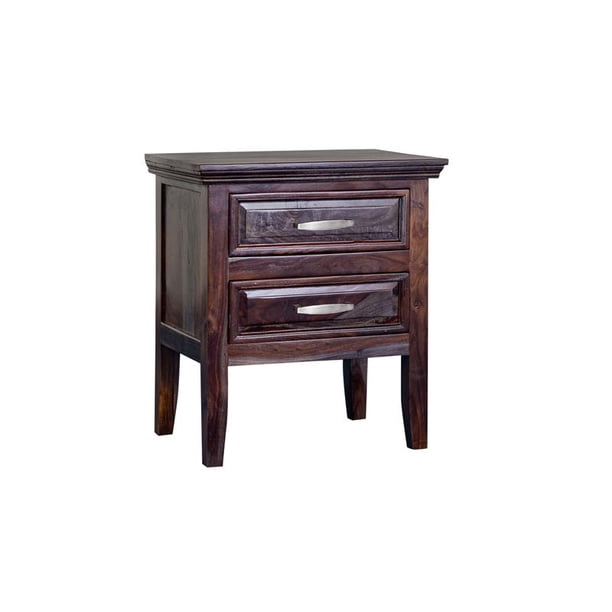 Hawthorne Collections Sonora Solid Sheesham Wood Nightstand Gray Walmart Com Walmart Com