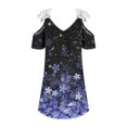 thumbnail image 4 of Women's Casual Lace Cold Shoulder V-Neck Short Sleeve Dress Comfortable Polyester Spandex Summer Beach Party Daily Wear Sleeveless Regular Length Fashion Dress, 4 of 7