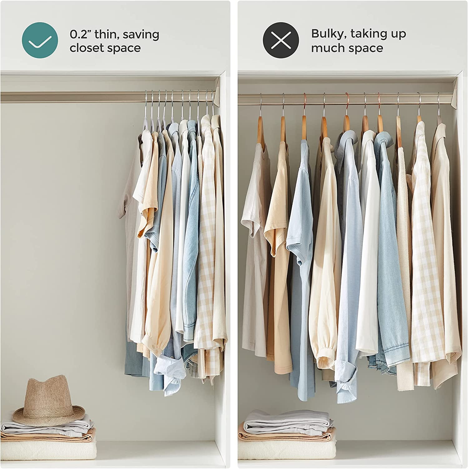50 Pack Clothes Hangers Plastic Coat Hangers Non-Slip 360° Swivel Hook Space-Saving Light Gray and Dark Gray