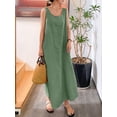 thumbnail image 1 of Summer New Long Version Sling Cotton Linen Simple Loose Pocket Round Neck Temperament Sleeveless Dress Women Dress for Women4XL Gao Jinjia LED, 1 of 2