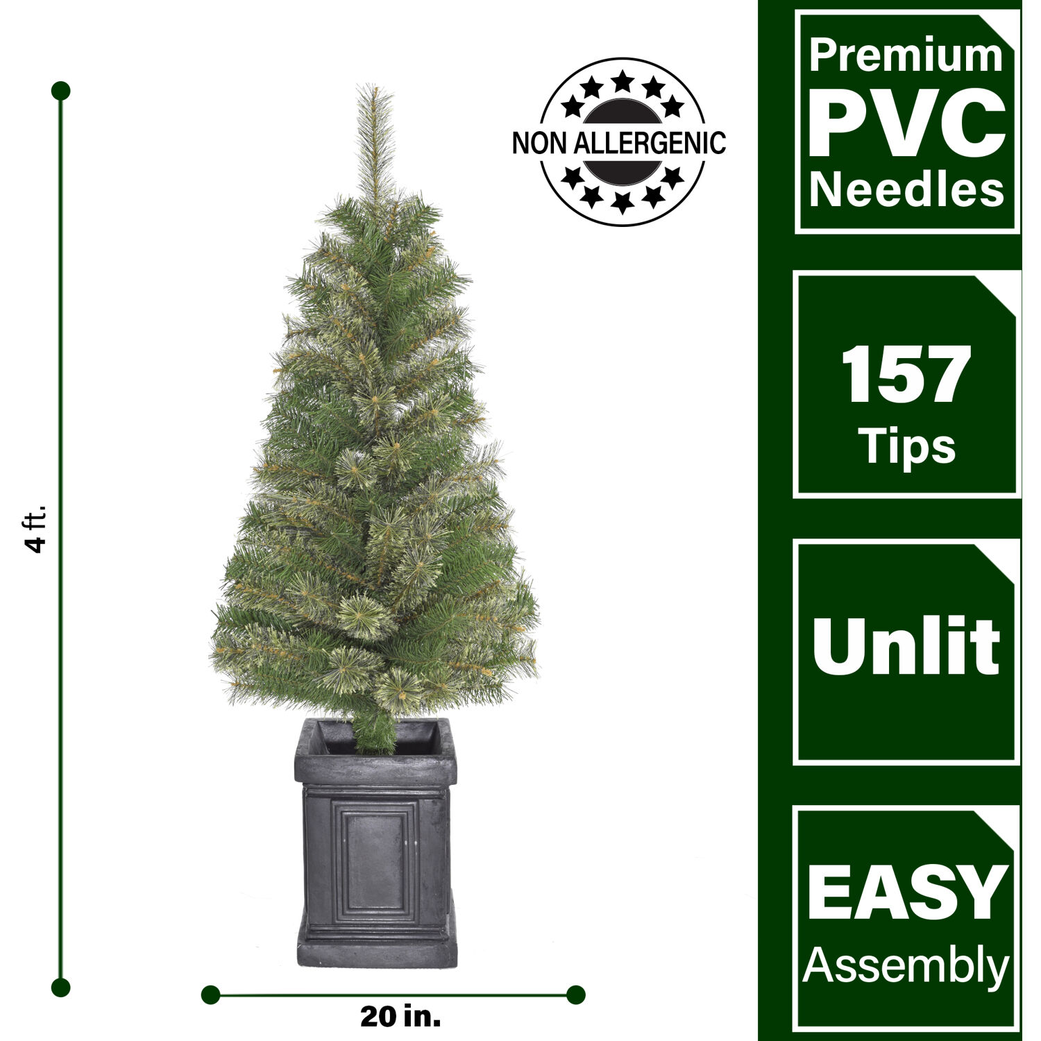 4-Ft. Set of 2 Porch Accent Tree in Black Pot, No Lights - image 3 of 5