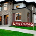 thumbnail image 6 of Large Merry Christmas Banner, Red Buffalo Plaid Xmas Sign with Snowman Xmas Tree Pattern for Christmas Party, Outdoor Indoor Decoration, 9.8 x 1.6 Feet (White Letters), 6 of 8