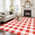 thumbnail image 3 of Rectangle Area Rug 5x8ft,Red Gingham Check Washable Carpet Non-Slip Runner Accent Rugs Indoor Floor Mat for Bedroom Living Room Decor,Gradient Buffalo Plaid, 3 of 9