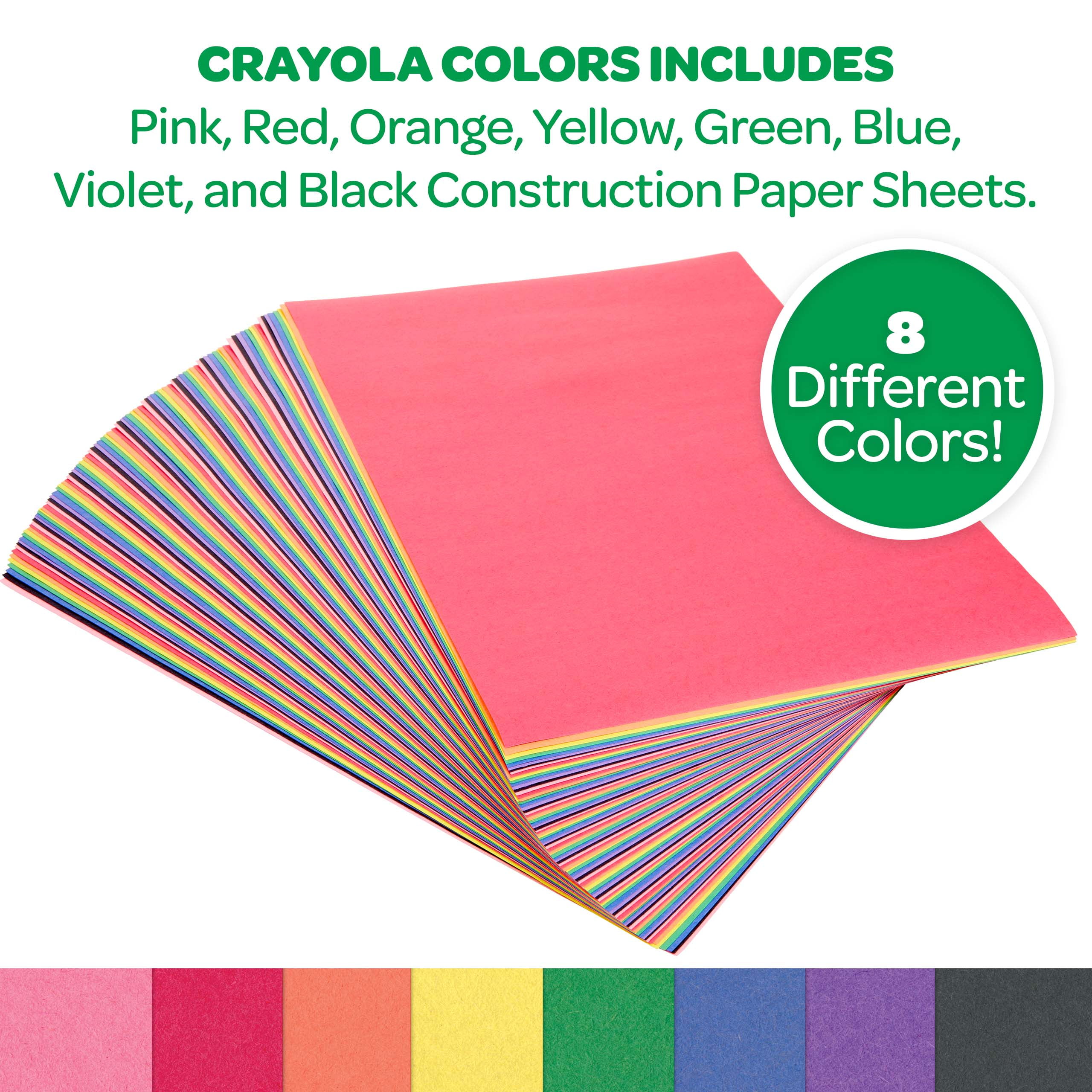 Crayola 12 x 9 Inch Construction Paper, 8 Color Assortment, 96 Sheets
