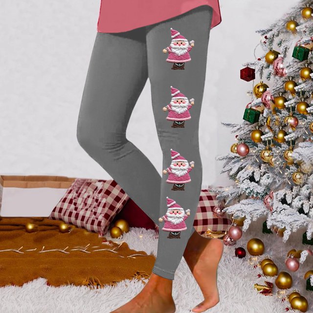 MKLEKYY Leggings de compresión para mujer Leggings para mujer Leggings de entrenamiento Pantalones con estampado navideño de bloques de color Leggings suaves y elásticos 3614