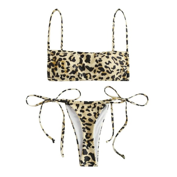 FhsagQ Swimsuit Sets for Women Bikini Swimwear Women Print Leopard Bikini Pieces High Two Beachwear Swimsuit Waist Swimwears Tankinis Sets Womens Swimsuit Sets Bikini Brown M