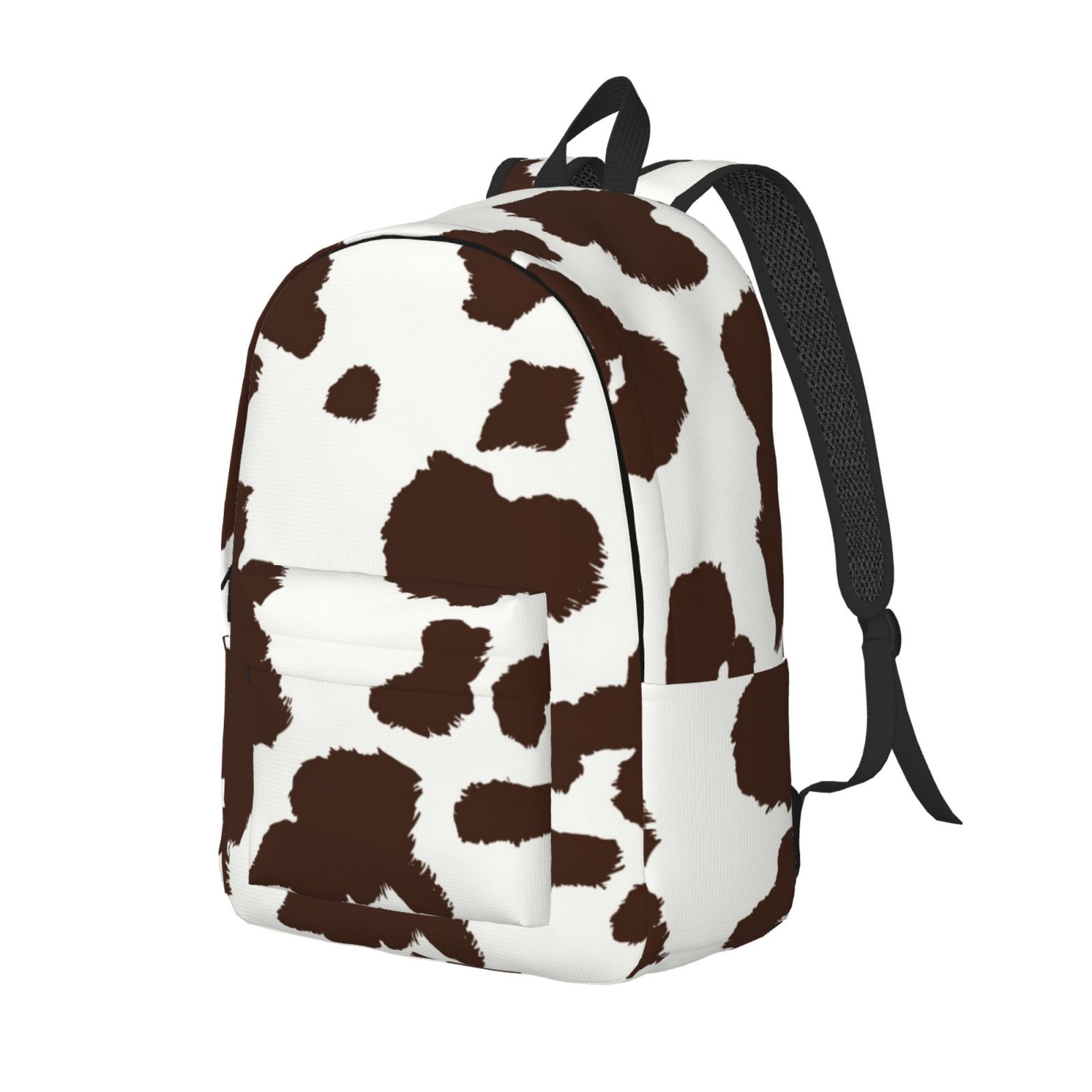 Kuqiui Brown Cow Print Canvas Travel Laptop Backpack for Men Women,Business Work Rucksack College School Computer Bag Fits 15.6 Inch Notebook