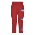 thumbnail image 6 of ZACPNCV Girls Capri Leggings Independence Day Print High Waist Kids Leggings Athletic Sports Workout Dance Tights Cropped Pants Red 12-13 Years, 6 of 9