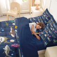 thumbnail image 4 of Feelyou Dark Shark Ocean Twin Bedding Sets for Boys Girls Kids, Sea Coral Marine Wildlife Bedding Comforter Set, Navy, Blue Reversible, 7pcs, 4 of 7