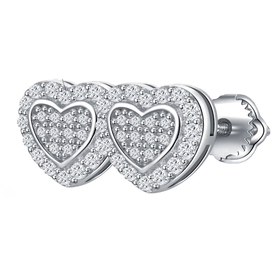 KIJ 0.42 Carat Heart Moissanite Stud Earrings,925 Sterling Silver 14K White Gold Plated VVS1 Gra Certified Hypoallergenic Gifts for Men Women