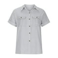 thumbnail image 5 of Summer Tops for Women, Womens Shirts, Stylish Casual Short Sleeve Blouses for Women with Pockets Lightweight Tops for Everyday Wear Feminine Versatile Shirts for Effortless Outfits, 5 of 7