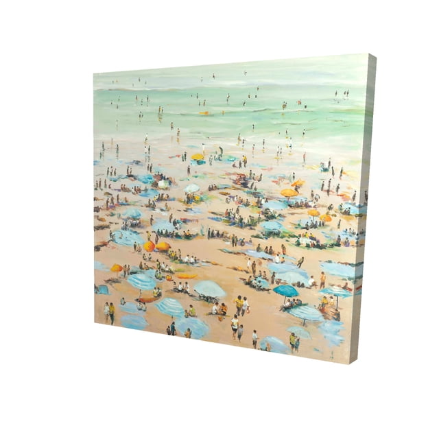 Personnes à la Plage - Toile 36"x36 Pouces - Impression sur Demande