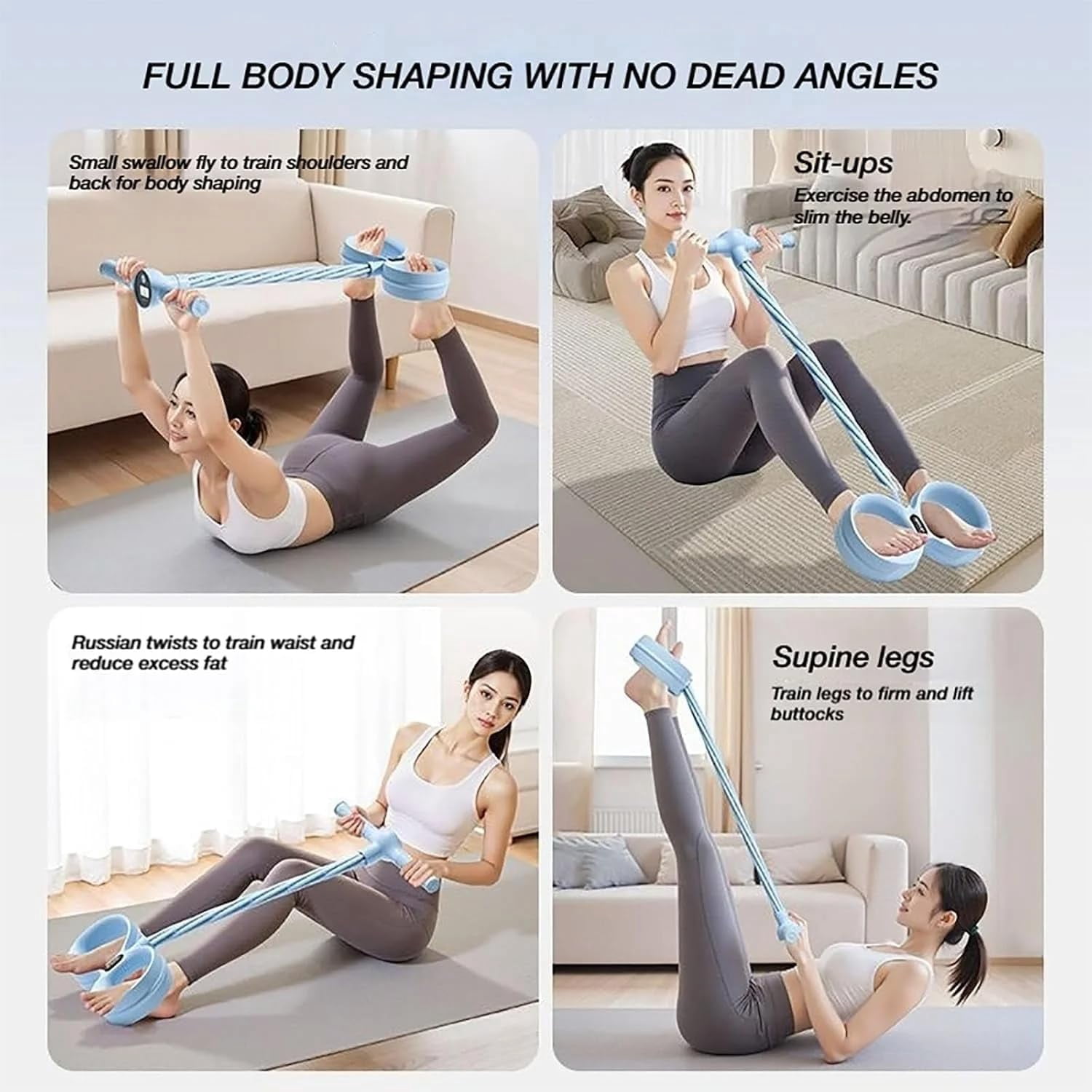 2026 New Smart Foot Pedal Resistance  Band,Multi-function Tension Rope, 6-Tube Elastic Yoga Pedal Puller, Fitness Resistance Bands with Digital Display & Handles for Full Body Stretching & Yoga