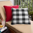 thumbnail image 4 of Sunbrella Crimson Red and Black Buffalo Plaid Indoor/Outdoor Two-Sided Pillows, Set of 2, Corded 24 in L x 24 in W, 4 of 5