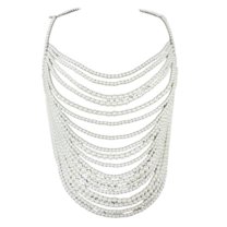 Sardfxul Multilayer Pearl Beaded Body Chain Bralette Chest Harness Necklace Body Jewelry