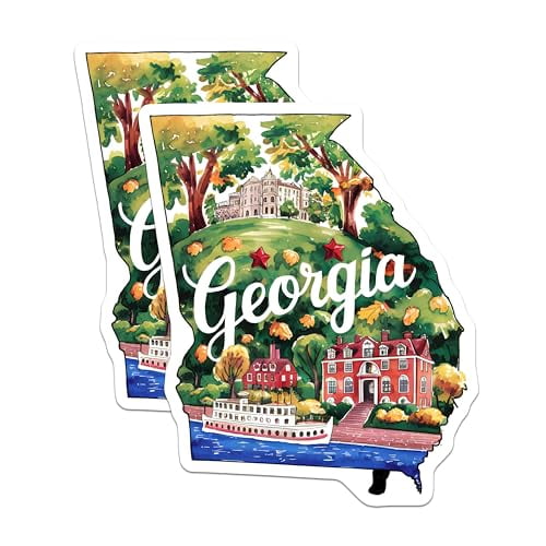 (2 Pack) Georgia State Magnets - Scenic Travel Souvenir - Home State Showcase - 5" On Longest Side - for Cars, Fridges, Toolboxes - Made in USA - MAG6297