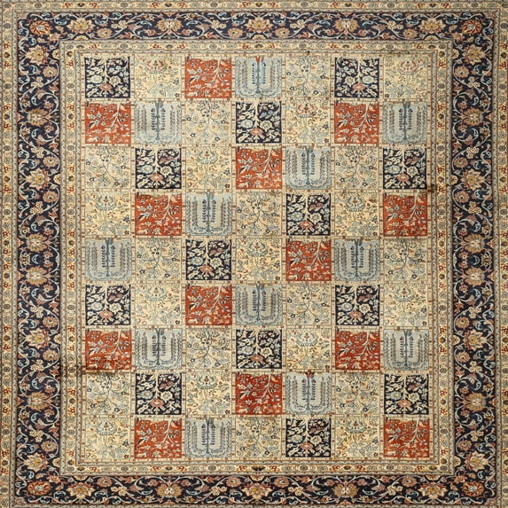 Ahgly Company Indoor Square Traditional Reddish Brown Persian Area Rugs, 6' Square
