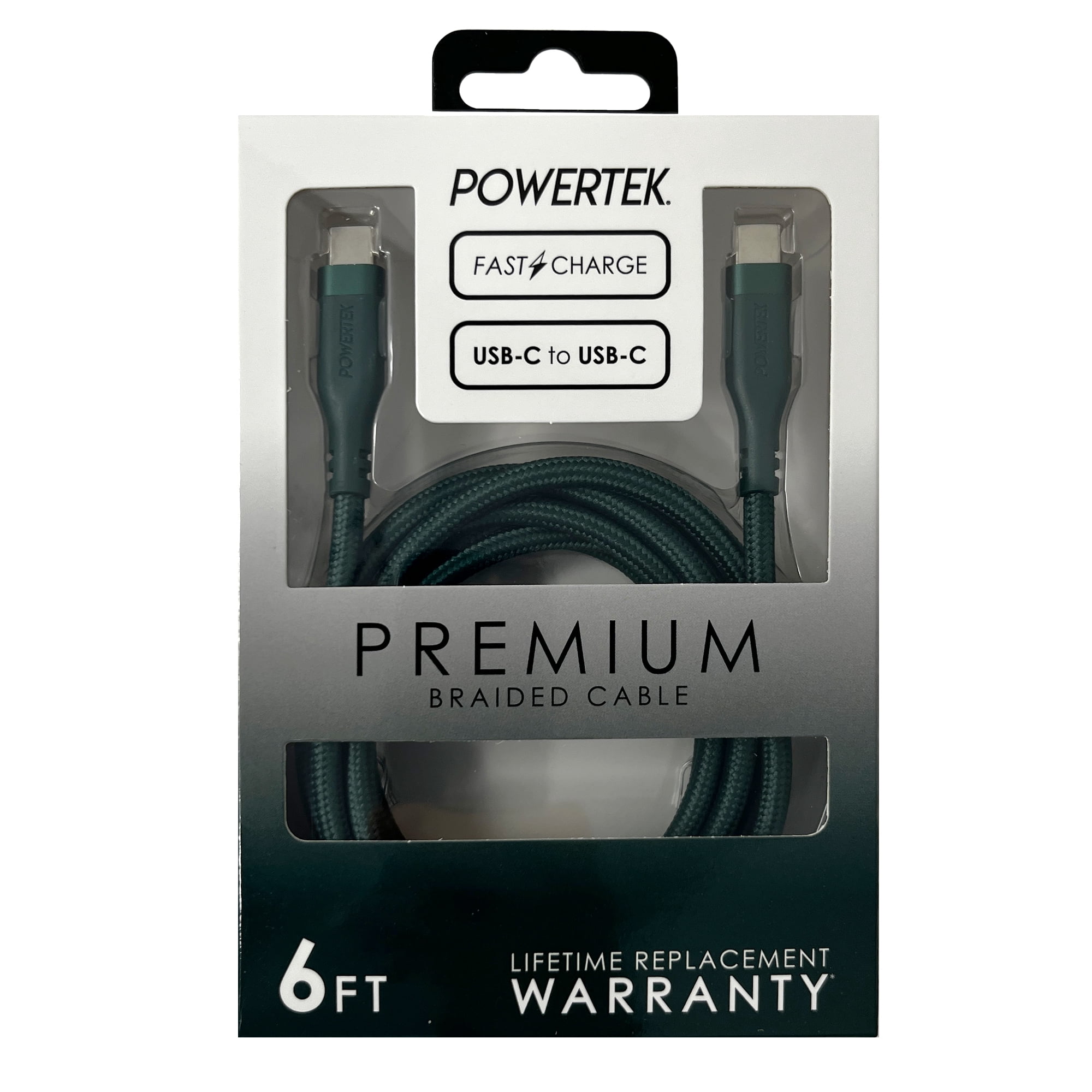 Liquipel Powertek Premium Braided USB-C to USB-C Cable - Green