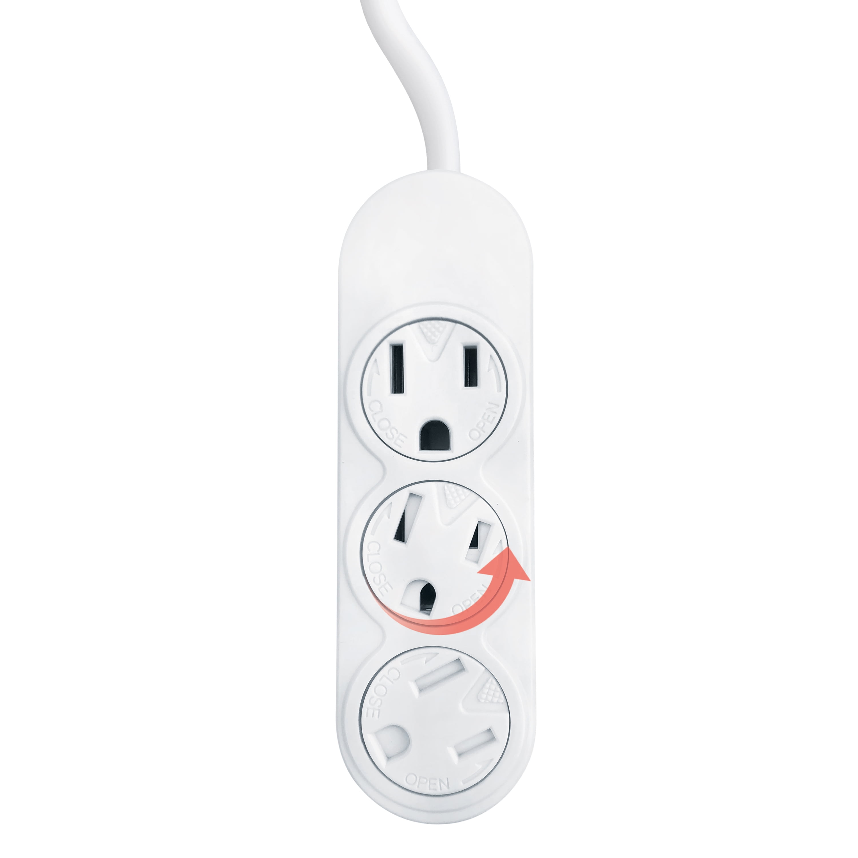 Snow Joe PJ3STR02143WHT Indoor 3Outlet Extension Cord 2Foot 14/