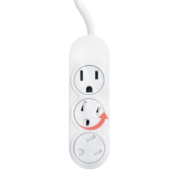 Snow Joe PJ3STR02143WHT Indoor 3Outlet Extension Cord 2Foot 14/