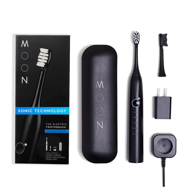 Cepillo de dientes eléctrico MOON Sonic para adultos con 5 modos negro