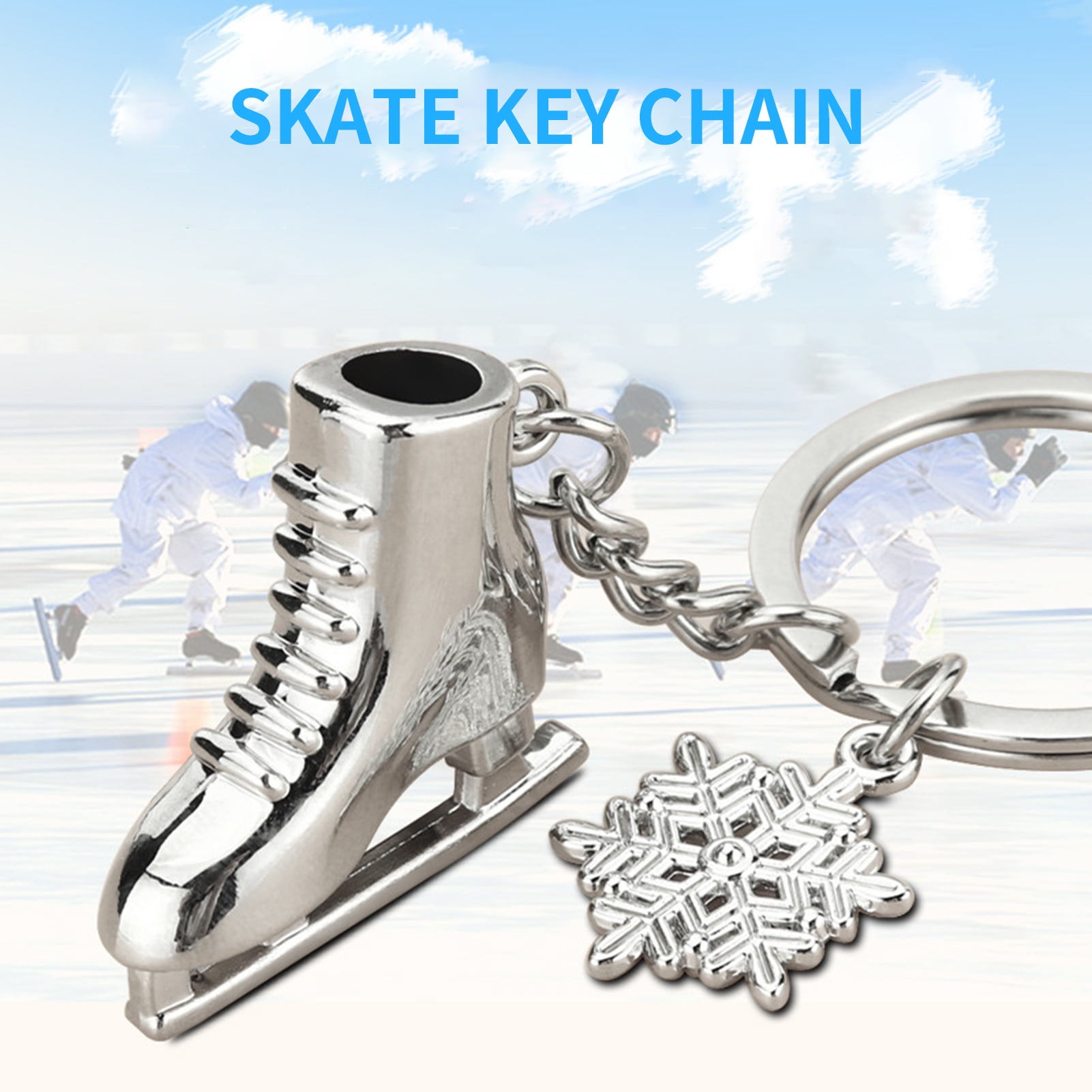Kripyery Ice Skates Key Chain 2022 Olympic Winter Games Small Memorial Souvenir Snowflake Key
