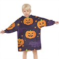 thumbnail image 3 of Halloween Pumpkin Bat Pattern Blanket Hoodies for Kids 6-13YR Oversize Wearable Blanket Hoodies for Boys Girls Teens, 3 of 7