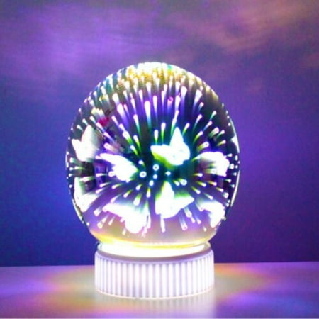 Light Butterfly 3D Night Light, Glass Lamp Magical Crystal Ball USB Power Colorful Sphere Table (Butterfly) ()