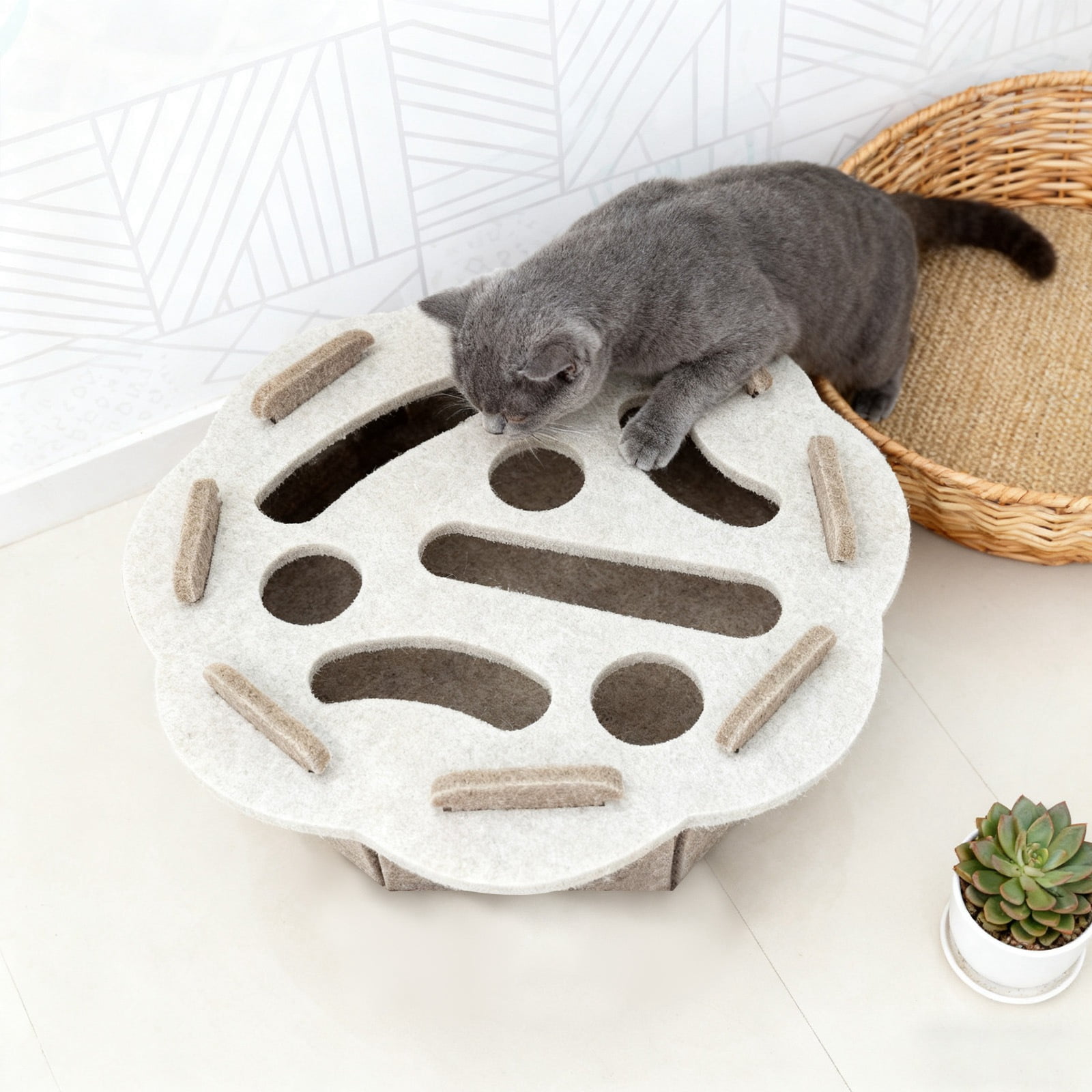 Interactive Cat Puzzle Feeder Toy - Felt Maze Box with 3 Jingle Balls for Indoor Cats Kittens | Educational Toys Interactive For Indoor Tease Box,cat toys for indoor cats,A4# Blue