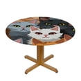 thumbnail image 3 of JEUXUS Colorful Funny Cats Kitten Animals Round Tablecloth with Elastic Edge Washable Decor Table Covers for Kitchen Dining Patio Parties, 3 of 7