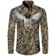 thumbnail image 1 of Camisas tácticas de uso diario para hombre, con estampado 3D de hojas de arce, cuello vuelto, manga larga con botones para exteriores, 1 of 6