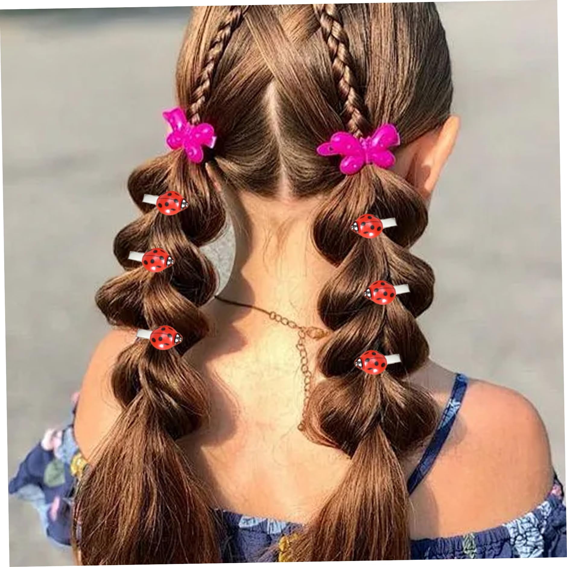 lady bug hair clips 30 pcs mini 0.6 x 0.8 inch resin alloy hairpins for festival party styling
