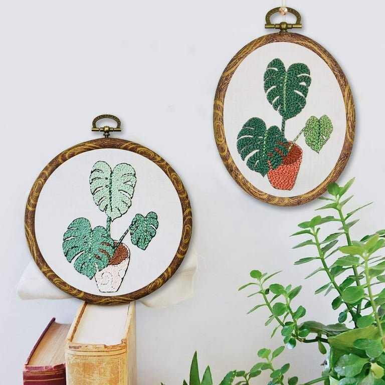4inch Embroidery Hoop Frames for Display - Oval Small Cross Stitch Hoops  Set, 6 Pieces Resin Imitated Wood Hoop Hanging Frame Circle for Craft
