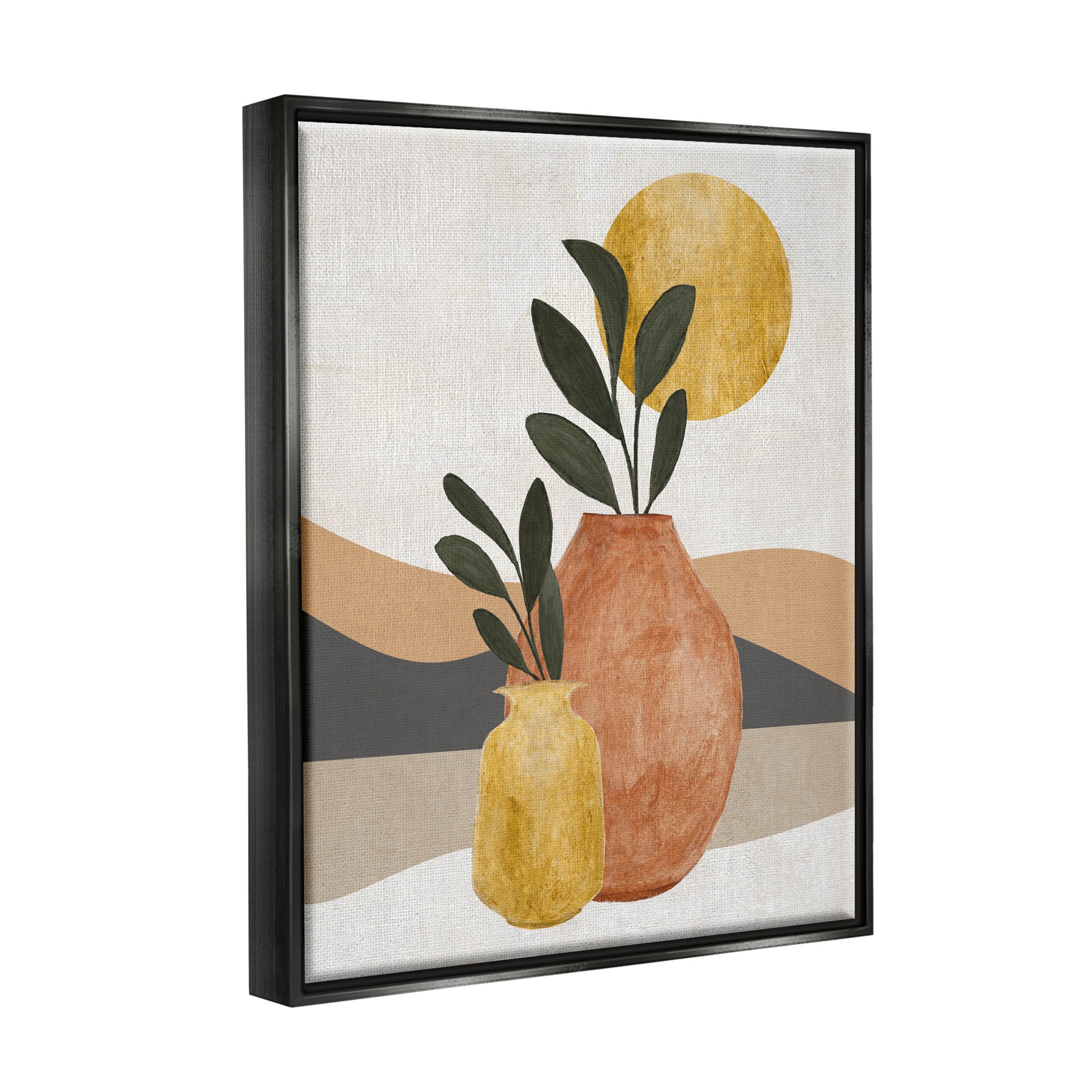 Desert Sun Geometric Botanicals Botanical & Floral Graphic Art Jet Black Framed Art Print Wall Art