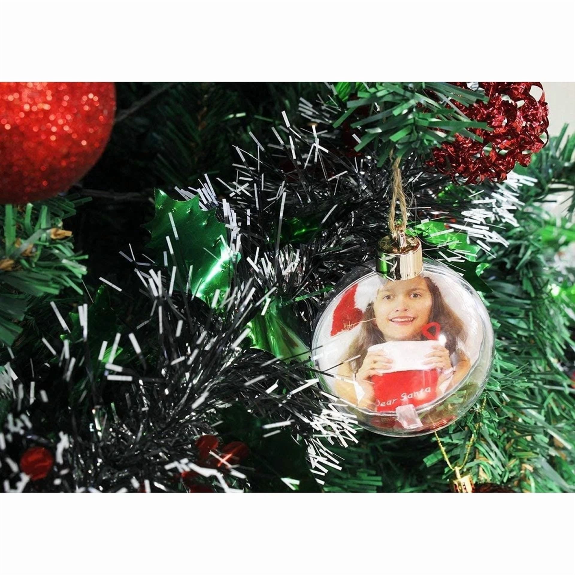 4 Pack Photo Ornaments Ball For Christmas Tree Diy Craft Hanging Tree Décor 2.7"