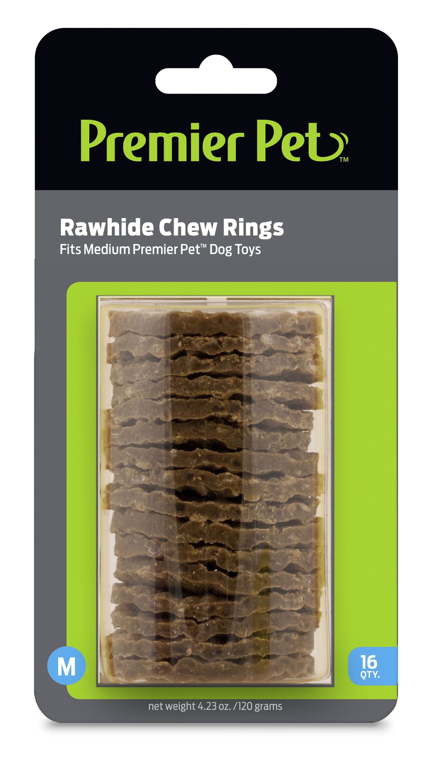 Premier Pet Rawhide Chew Ring Dog Toy Refills Medium 16 ct