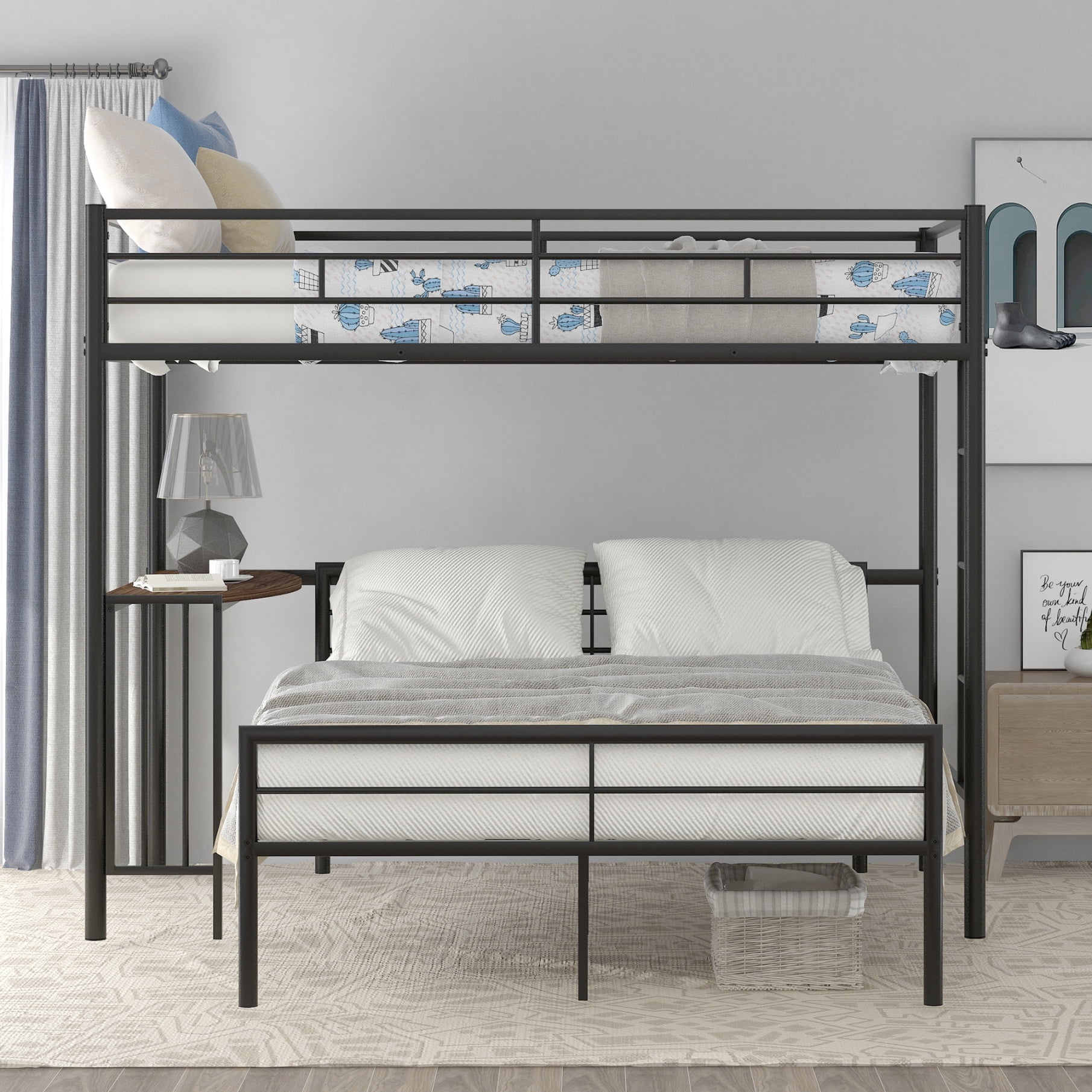 LShape Bunk Bed with Desk, Converted Twin over Full Bunk Bed, Loft and